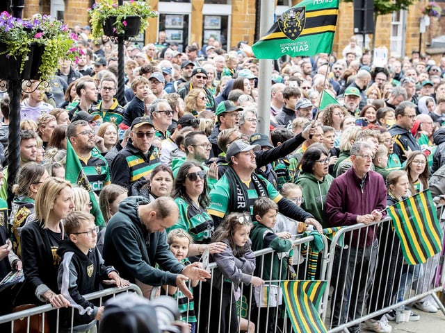 Saints players, coaches and staff celebrated with fans in Northampton town centre on Sunday (June 9) after winning the Gallagher Premiership title at Twickenham on Saturday (June 8).