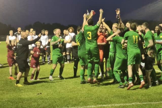 Blisworth receiving the trophy