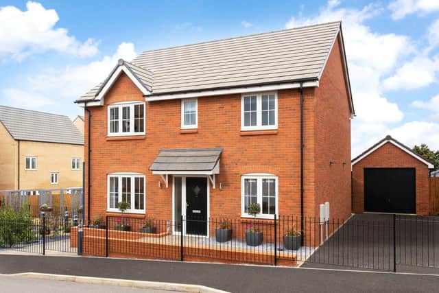 An external image of homes at Bellway Northern Home Counties’ Hawthorn Place site, Wellingborough