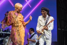 Nile Rodgers performing at Franklin's Gardens in Northampton in 2019. Photo by David Jackson.