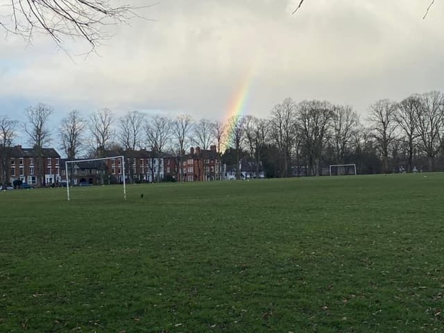 One reader captured the rainbow over the Racecourse.