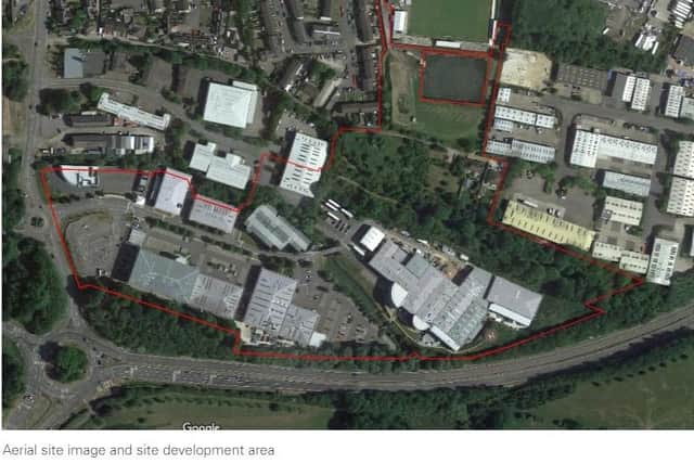 Aerial site image and site development area.