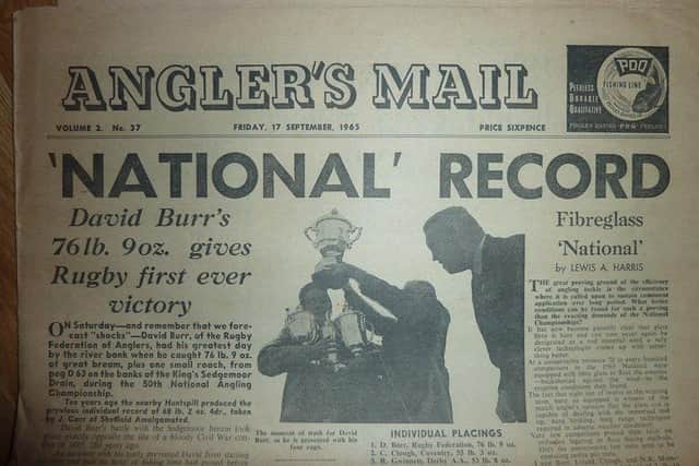 Front page news: Dave won the National Angling Championships in 1965.