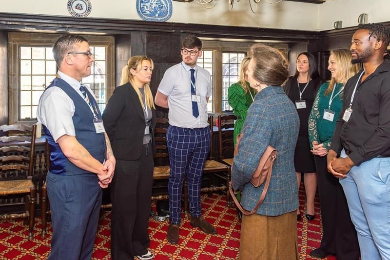 Princess Anne visited anti-knife crime group Off the Streets at the Hind Hotel in Wellingborough on Friday
