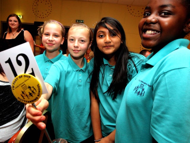 The 2009 Education Awards in conjunction with Term Time at the Freemasons Hall, Trinity Avenue, Northampton. Outstanding school badge and children from Castle Primary