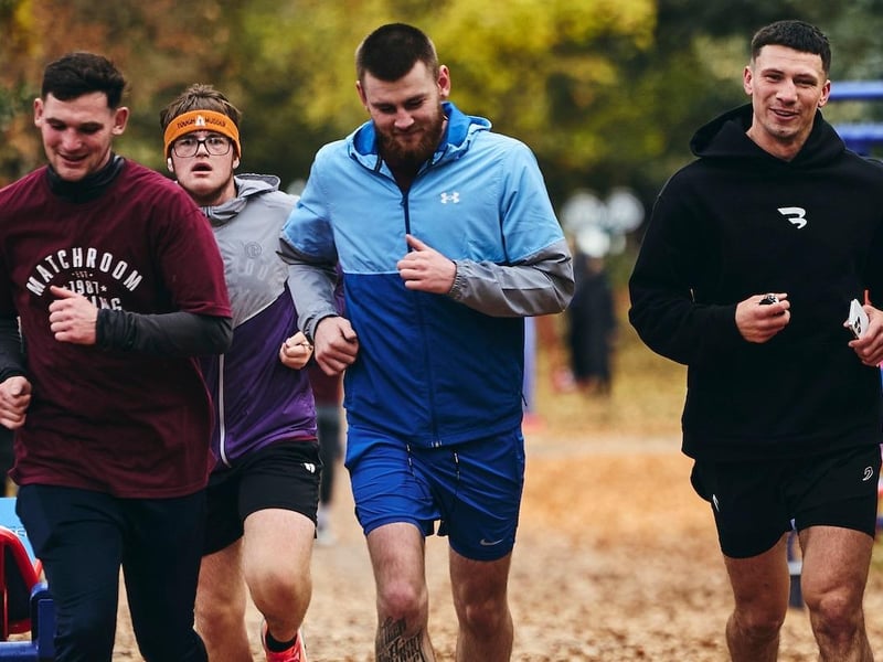 Kieron Conway (right) runs alongside fellow pros Drew Brown (left) and Eithan James