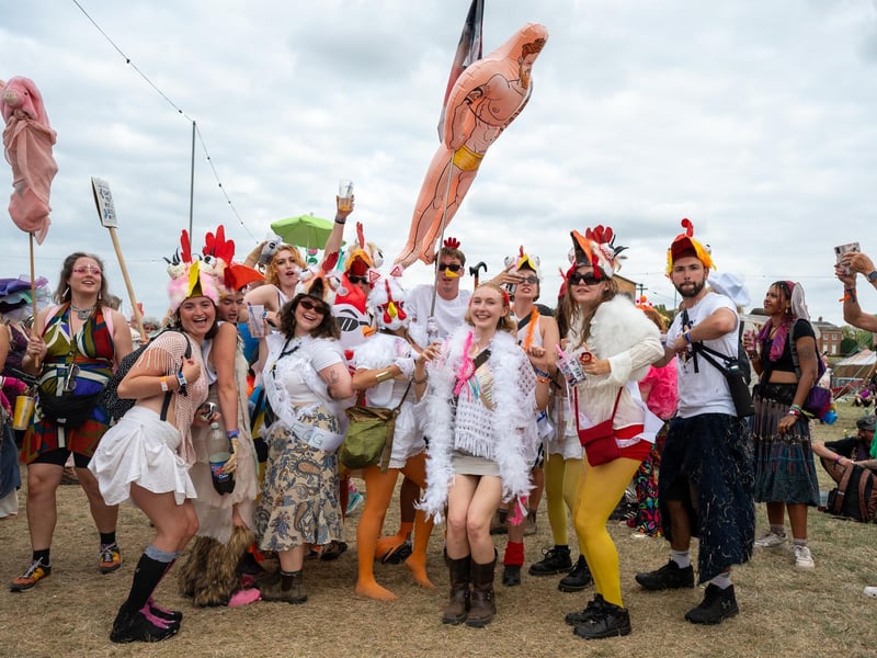 Festival goers taking part in the annual Shambala Carnival. This year’s theme was ‘Pun Intended'. Photo by David Jackson.