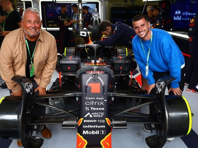 Chelsea and England's Mason Mount with dad Tony and Max Verstappen's Red Bull