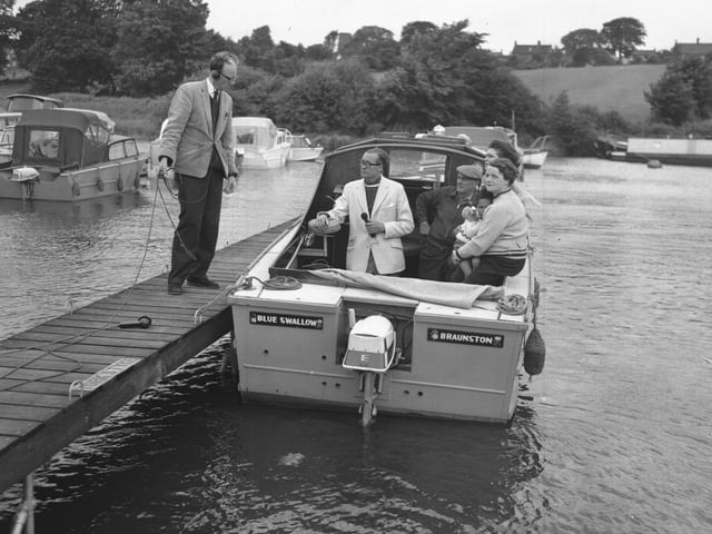 Looking Back old glass negsJuly 7, 1964TV filming from boat at Braunston