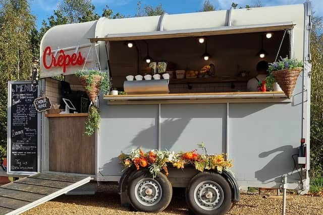 The Courtyard Creperie, set up by Savour the Flavour Catering, serves freshly prepared sweet and savoury crepes with a smile from their bespoke trailer.