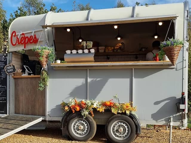 The Courtyard Creperie, set up by Savour the Flavour Catering, serves freshly prepared sweet and savoury crepes with a smile from their bespoke trailer.