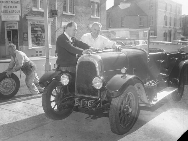 Fiat car about to be exported on June 6, 1967. Shop in the background is P E and P J Crawley of St Michael's Mount, Northampton