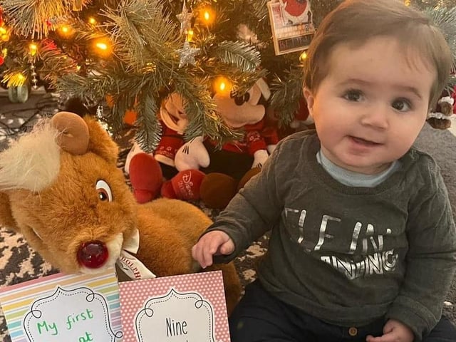Nine-month-old Edward's first Christmas.