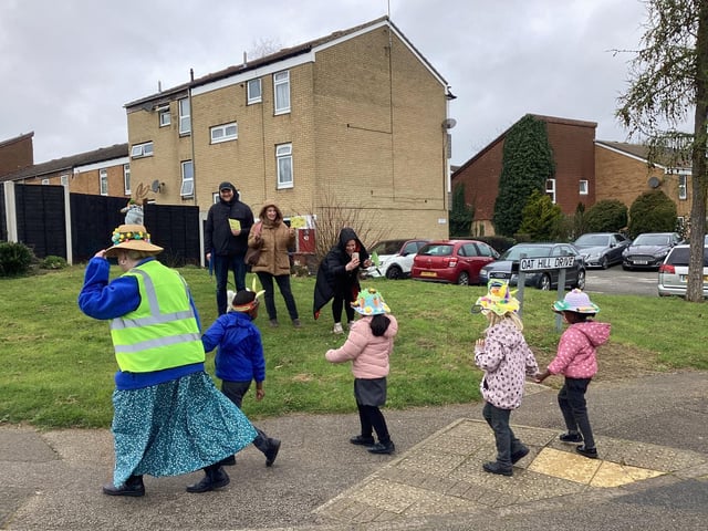 Reception children during the Easter Bonnet Parade