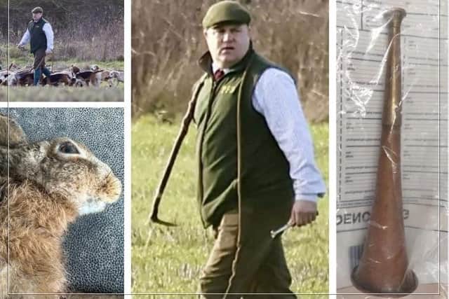 Huntsman Philip Saunders from the Pipewell Foot Beagles with the now forfeited hunting horn /UGC/Northants Police