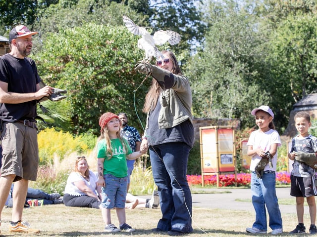 Families visited Delapre Abbey on Sunday August 17 to meet and learn about birds of prey.