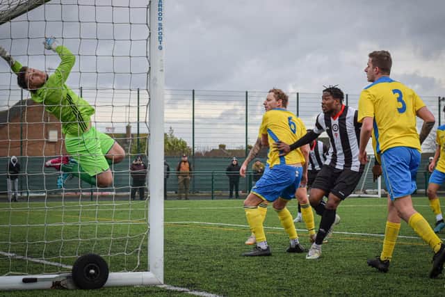 Moulton hit the net in their 5-3 Spartan South Midlands League win over Winslow United (Picture: Richard Eason Photography)