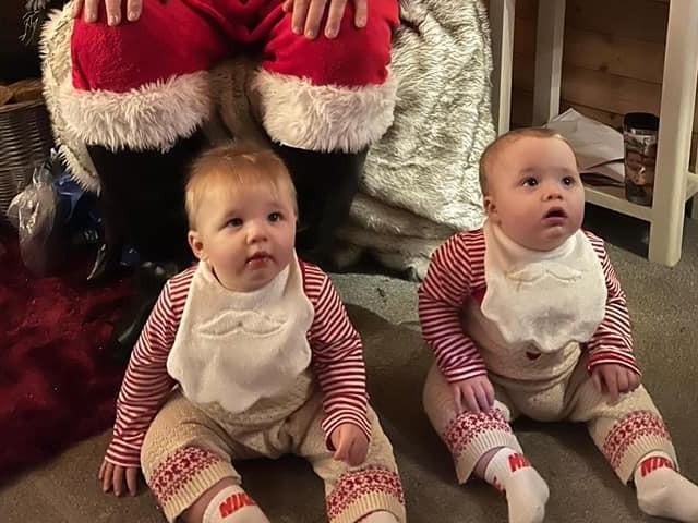 Twin brothers Arthur and Enzo ready to meet Father Christmas.