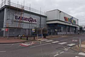 Scaffolding has gone up at the former Toys R Us site in St James Retail Park which is set to be turned into a Home Bargains. Photo taken June 1.
