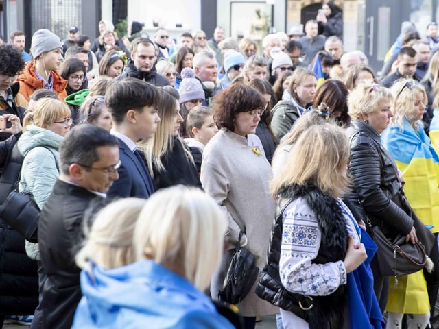 Hundreds attended to commemorate one year since the invasion of Ukraine on February 24, 2022.