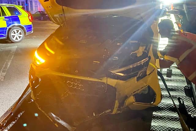 Police recovered the Audi S3 following a three-mile pursuit across Northampton in the early hours of Thursday