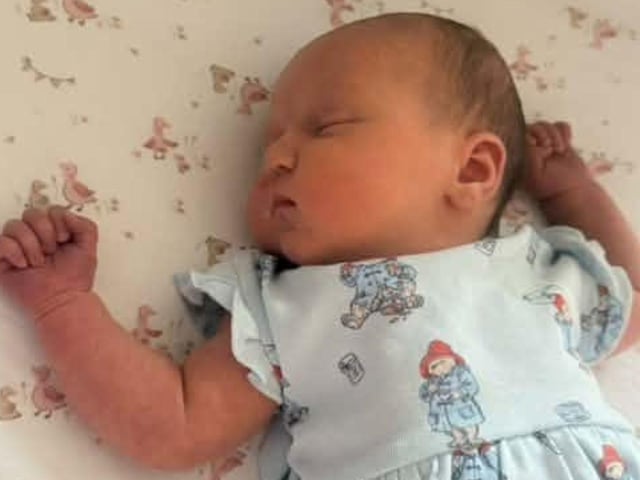 Sophia Jane was born at 10.40am on August 12 at Northampton General Hospital, weighing 9lbs 3oz.