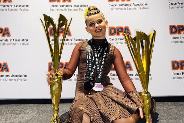 Mila Cohen, whose parents are Kristina Rihanoff and Ben Cohen, became the UK’s under 10s Latin champion at the prestigious closed national championship organised by Dance Promoters Association.