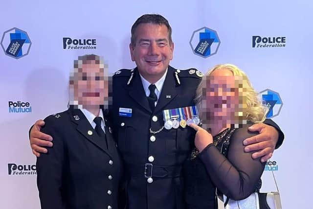 Nick Adderley wearing the disputed medals at the Police Bravery Awards/Police Federation
