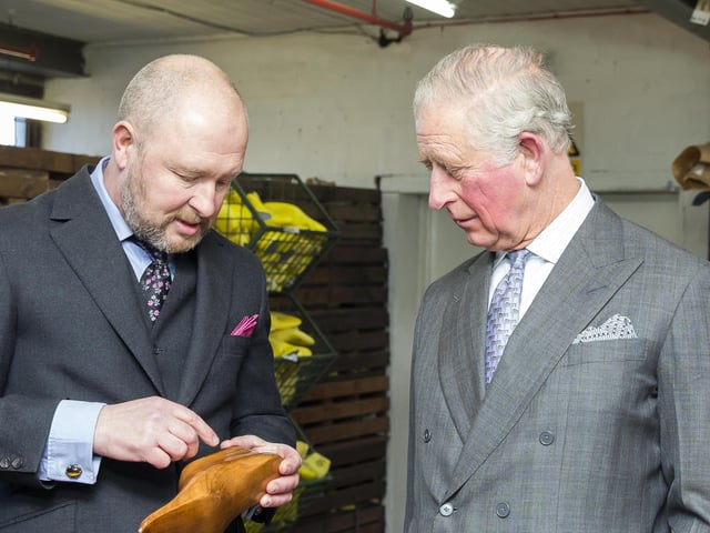 Prince Charles visits Tricker's factory in Northampton