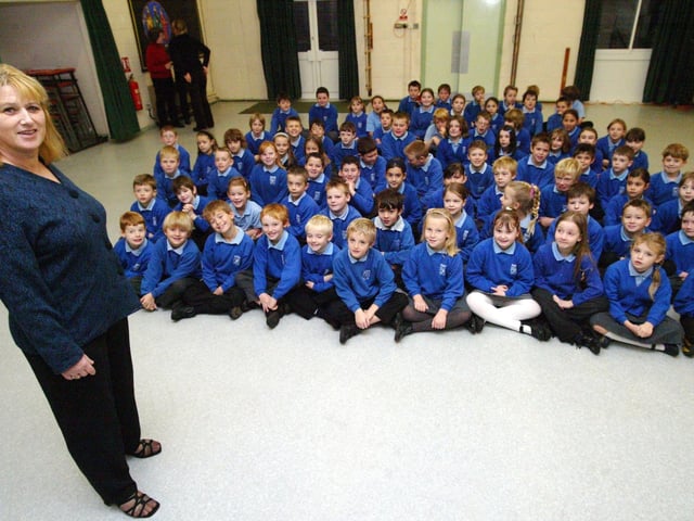 Silverstone Primary School with their head teacher Julie Letts
