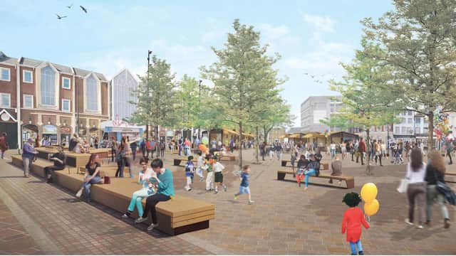 What the Market Square in Northampton could look like after a multi-million pound refurbishment.