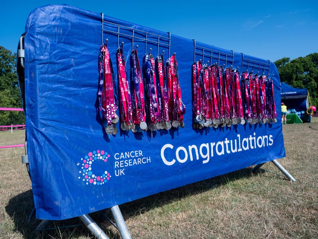 Medals for runners taking part in the Race For Life at Abington Park in Northampton on Sunday, July, 12, 20026. Photo by David Jackson.
