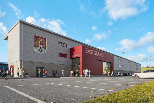 CGI of how the new east stand will look when viewed from the new car parking area