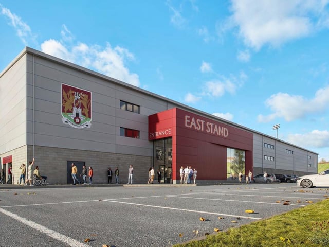 CGI of how the new east stand will look when viewed from the new car parking area