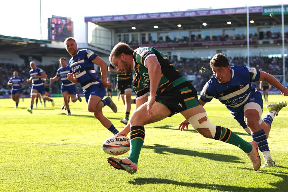 Ollie Sleightholme scored when Saints beat Bath back in April (photo by David Rogers/Getty Images)