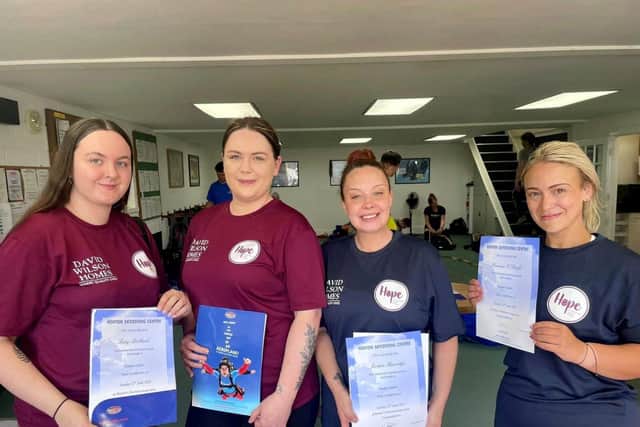 DWSM - (L-R) Katy, Hayley, Jorden and Shannon after the skydive