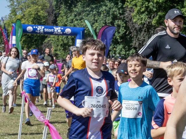 Children were all smiles on Saturday July 12 when they took part in the Race for Life, five kilometre obstacle course in Abington Park, Northampton.