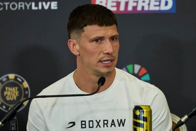 Kieron Conway talks to the media ahead of his British and Commonwealth middleweight title fight against Gerome Warburton on Saturday (Picture: Mark Robinson Matchroom Boxing)
