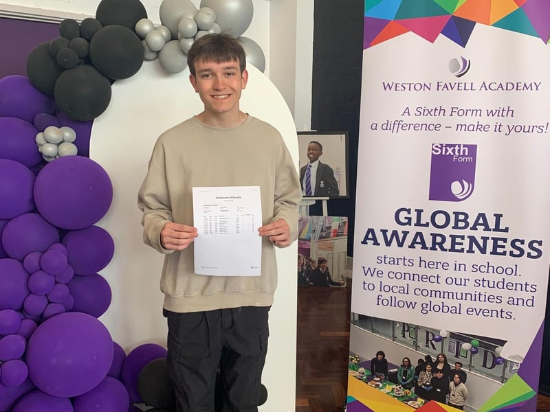 Christy Hewitt celebrating GCSE results at Weston Favell Academy