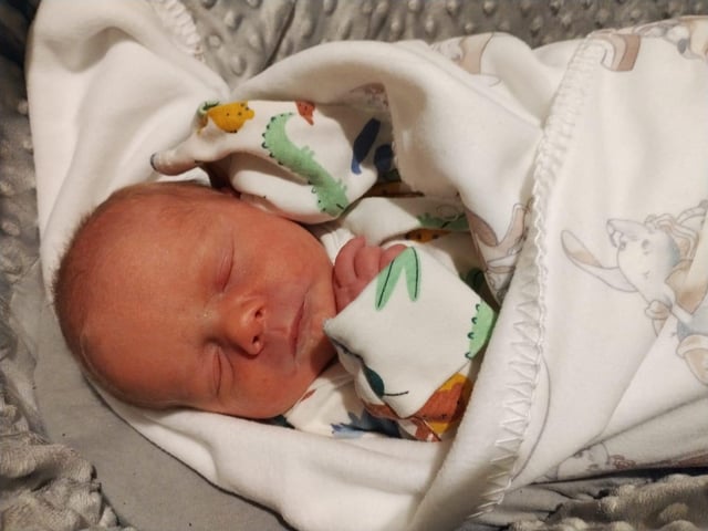 Sebastian Dennis born on January 23, 2023 at 3.43pm at NGH. He weighed 6lbs 10oz.