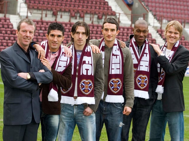 This is the Sunday morning to the Friday night from earlier in the season when George Burley stood with Jullien Brellier, Rudi Skacel, Roman Bednar, Michael Pospisil and Edgaras Jankaukas. Arriving from a shopping trip to Burton: Bruno Aguiar, Mirsad Beslija, Chris Hackett, Jose Goncalves and Juho Makela.