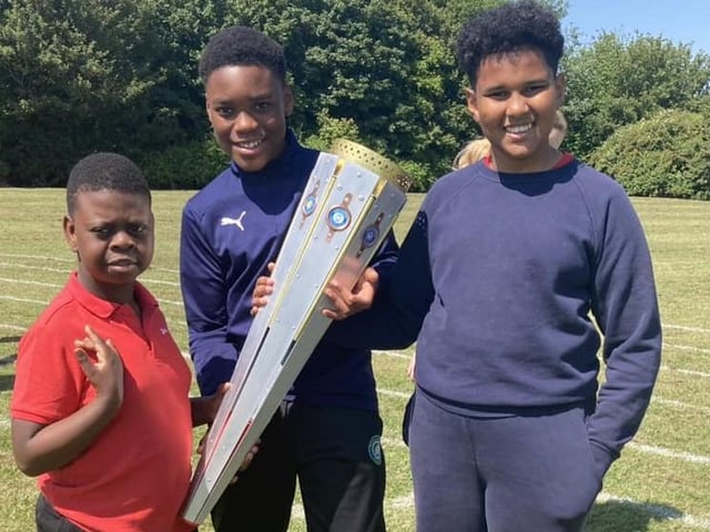 Olympian and British judo athlete Nekoda Davis at Hardingstone Academy for the EMAT torch relay