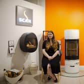 Fire and Stoves Consultant, Emma Bradshaw, pictured in Bell of Northampton's showroom