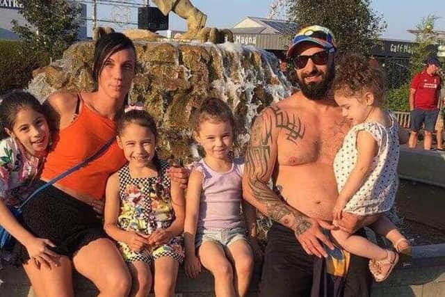 Jade (left) and Jaime (right) on holiday with their children