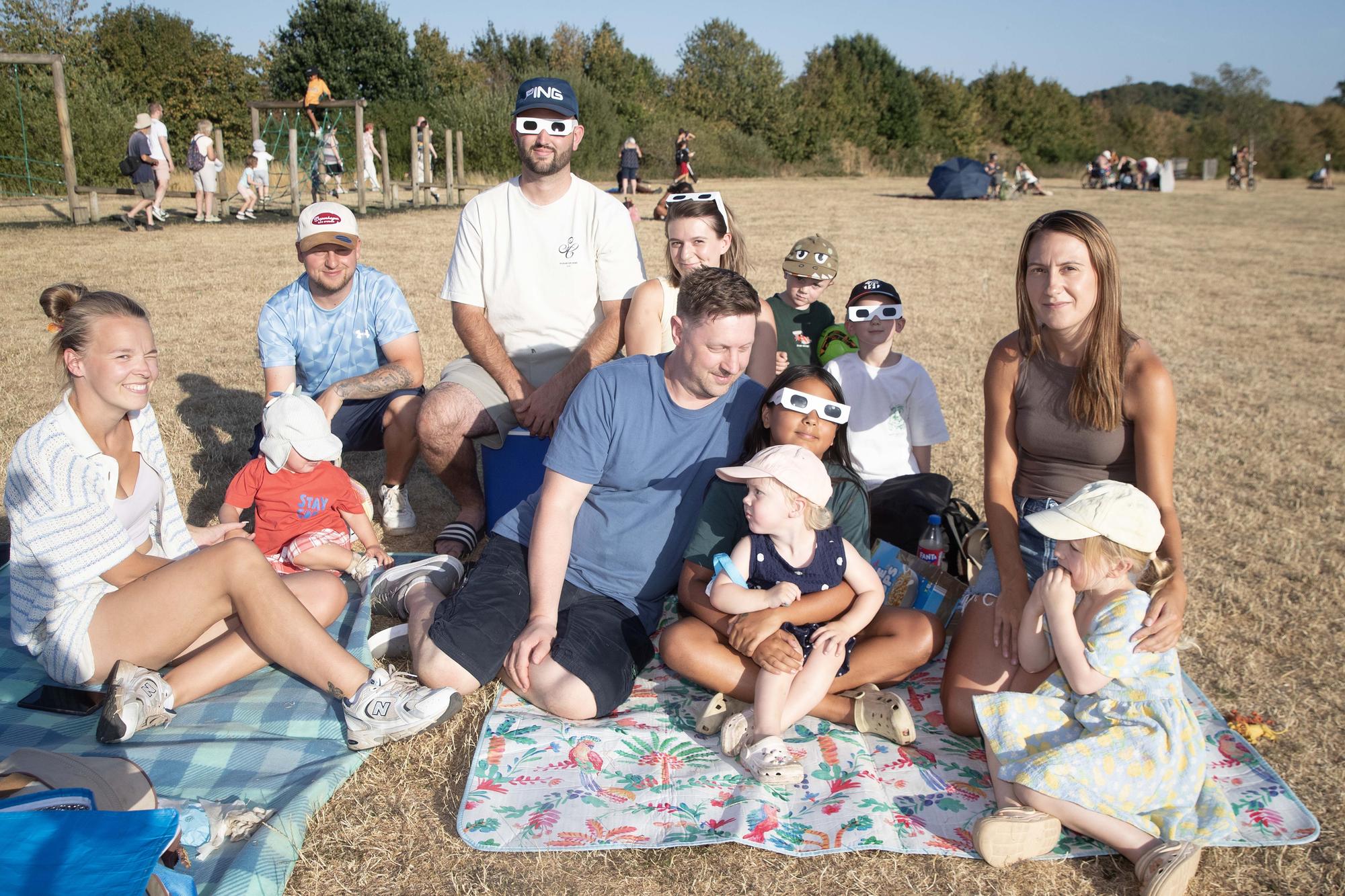 Families gathered at Upton Park on Wednesday night to watch the eclipse