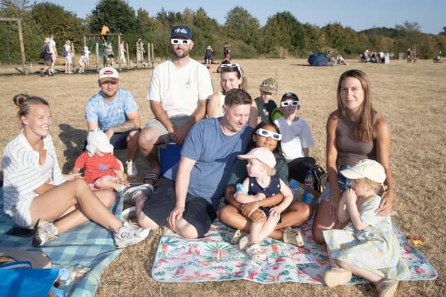Families gathered at Upton Park on Wednesday night to watch the eclipse