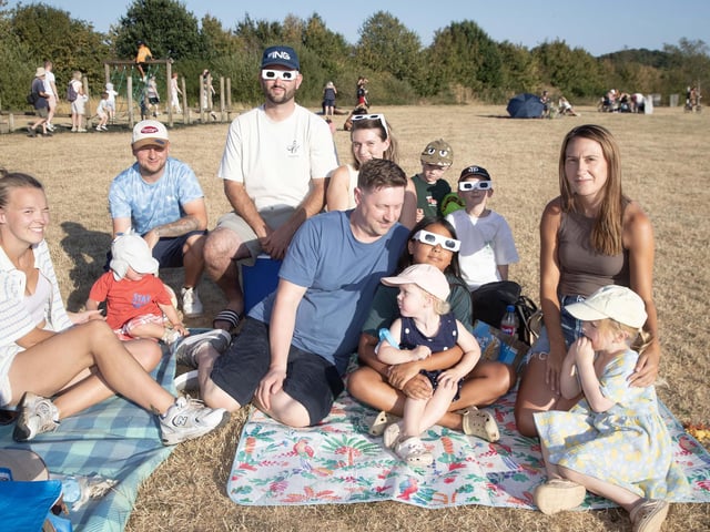 Families gathered at Upton Park on Wednesday night to watch the eclipse