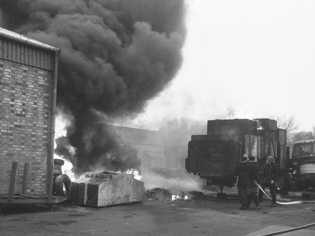 Fire at C Butts yard, October 30, 1963