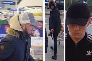 Police would like to speak to the men in the CCTV pictures. Photo: Northamptonshire Police.