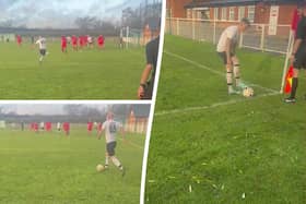 AFC Hackleton went viral with a clever corner kick routine at their game on Sunday (December 10)
